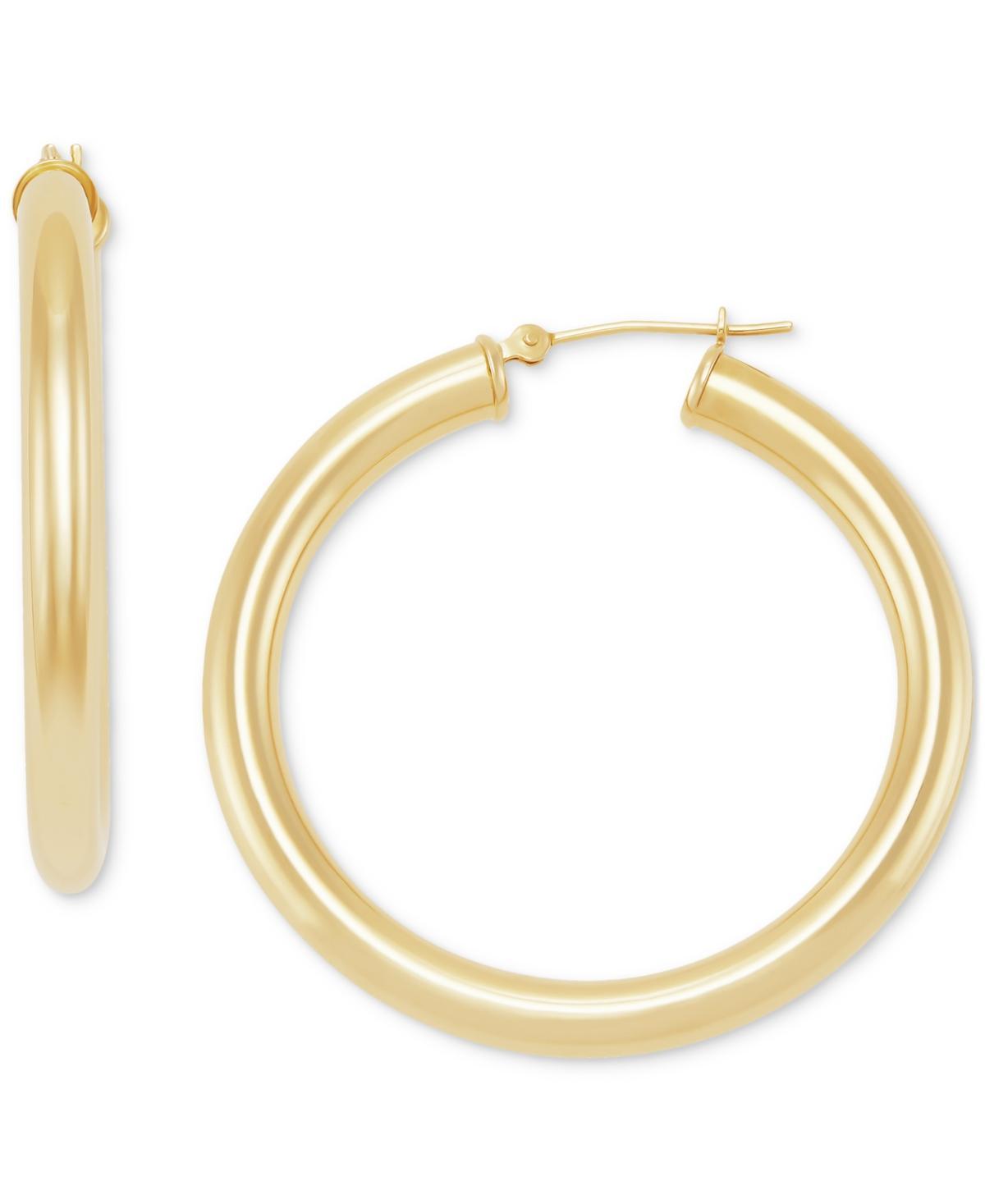 Womens 14K Yellow Gold Tubular Hoop Earrings/4MM x 38MM Product Image