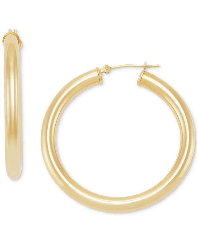 Womens 14K Yellow Gold Tubular Hoop Earrings/4MM x 38MM Product Image