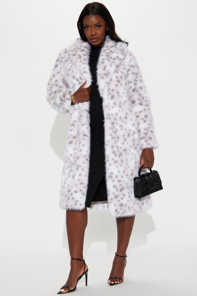 Liliana Snow Leopard Faux Fur Coat - White/combo Product Image