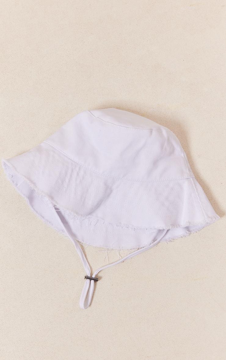 White Frayed Edge Toggle Bucket Hat Product Image