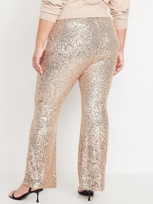 High-Waisted Sequin Flare Pants Product Image