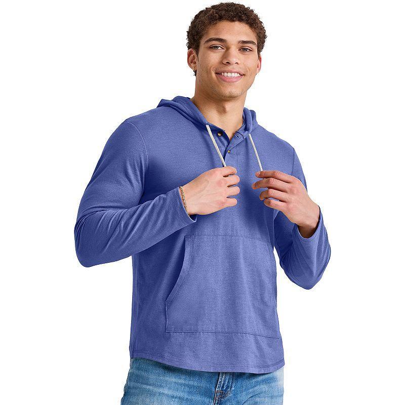 Mens Hanes Originals Tri-Blend Jersey Pullover Hoodie Red River Clay Grey Product Image