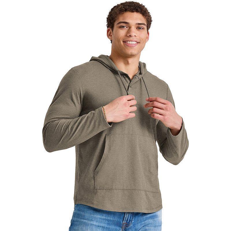 Mens Hanes Originals Tri-Blend Jersey Pullover Hoodie Red River Clay Grey Product Image