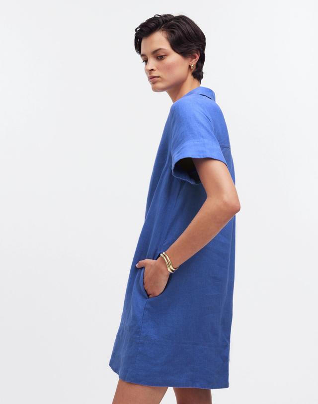 V-Neck Mini Dress in 100% Linen Product Image
