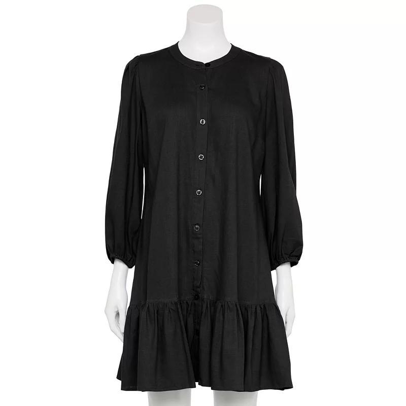 Womens Nine West Adaptive Blouson Sleeve Flutter Hem Mini Dress Product Image