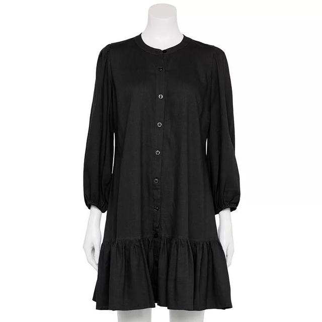 Womens Nine West Adaptive Blouson Sleeve Flutter Hem Mini Dress Product Image