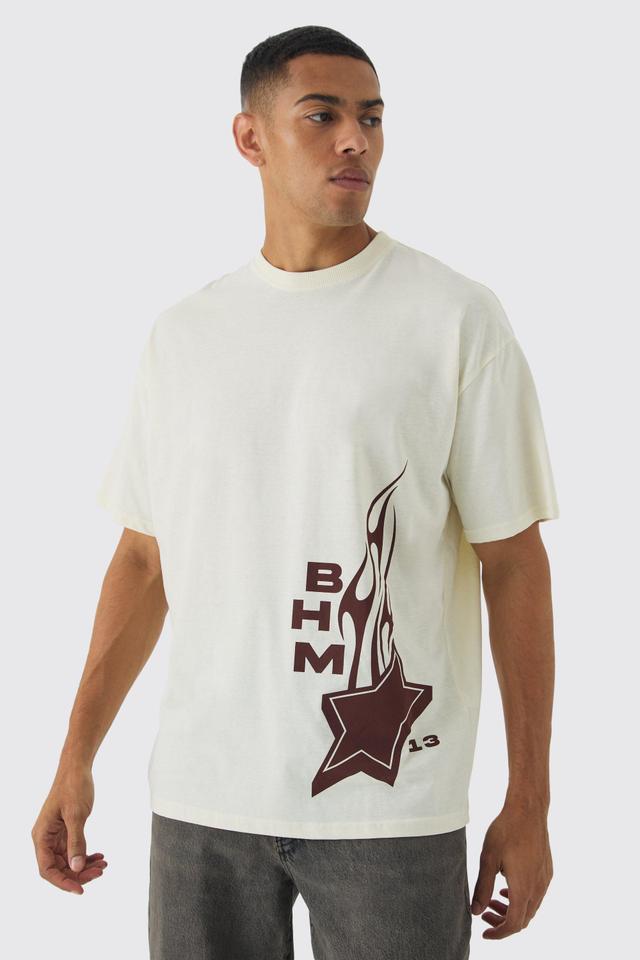 Oversized BHM Star Print T-Shirt | boohooMAN USA Product Image