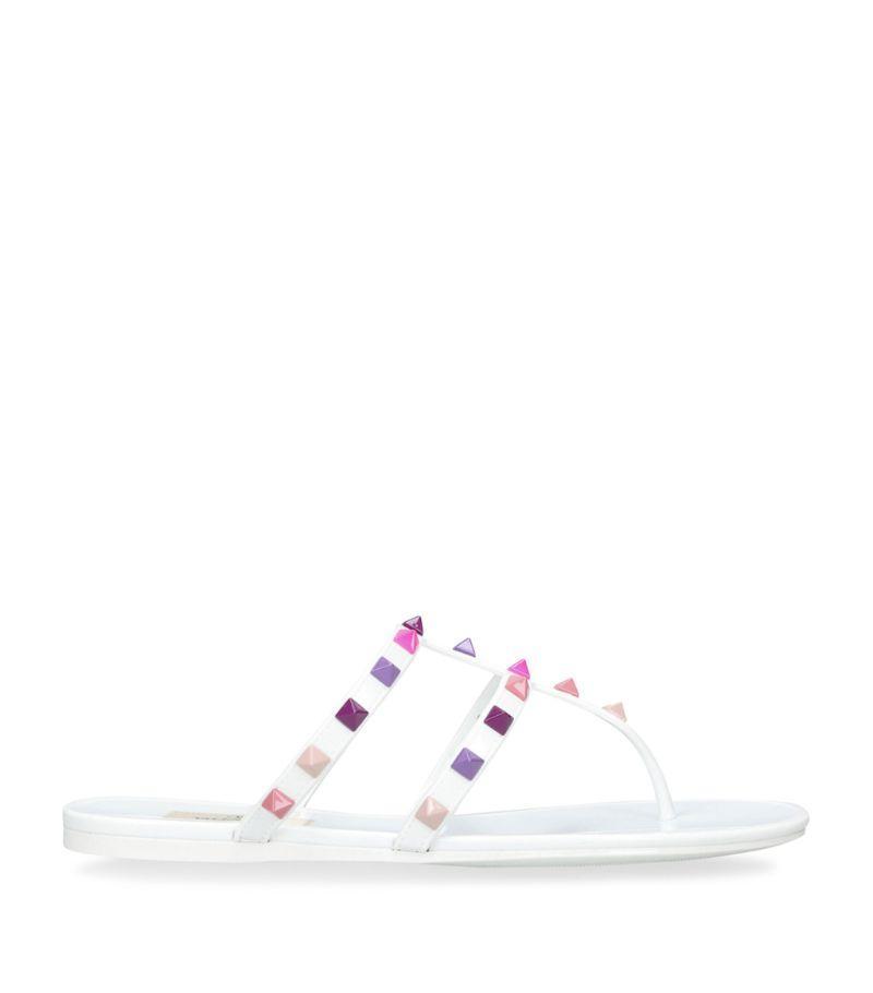 Rubber Rockstud Sandals In White Product Image