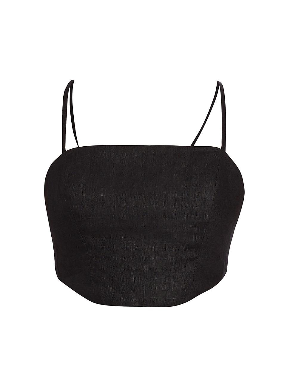 Womens Helena Open-Back Linen Crop Top Product Image