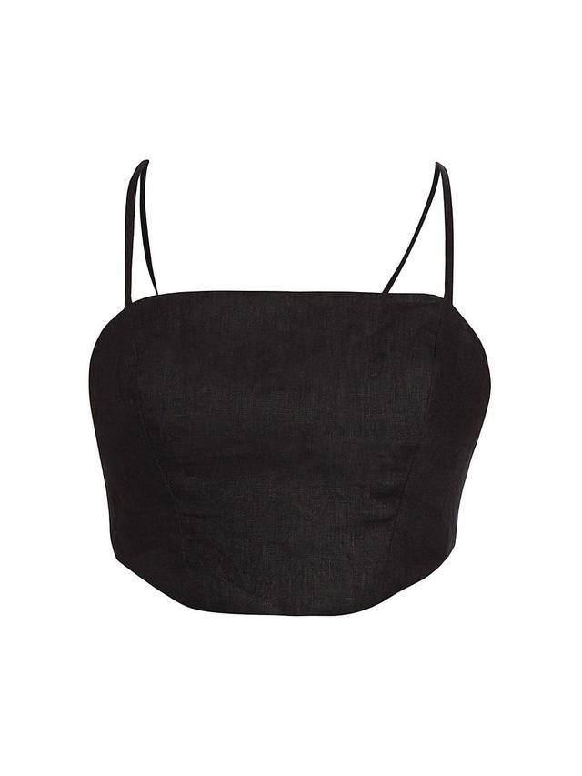 Womens Helena Open-Back Linen Crop Top Product Image