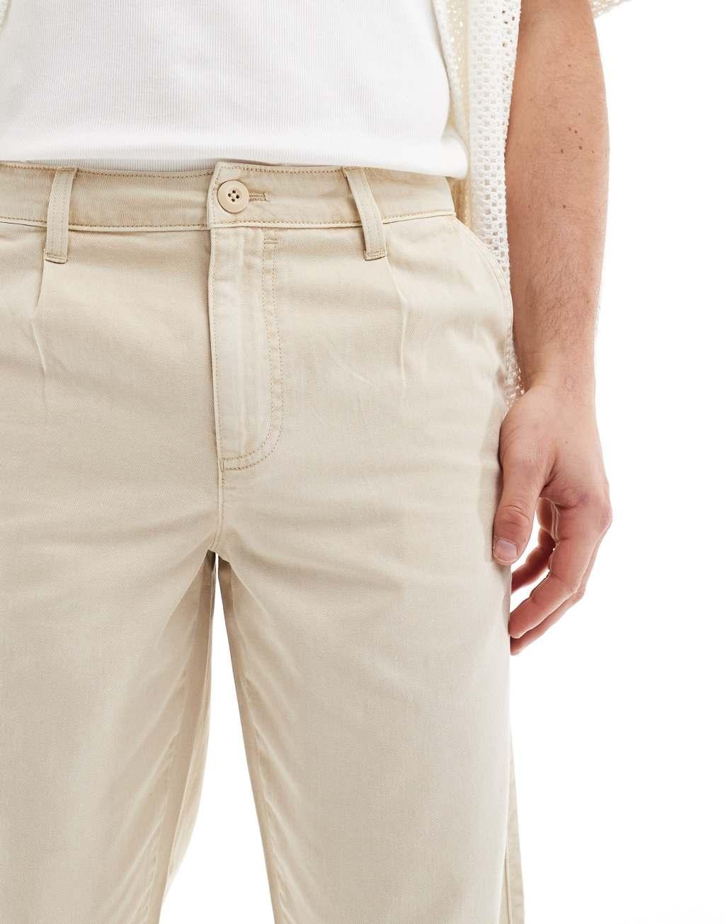 ASOS DESIGN relaxed chinos in washed ecru Product Image