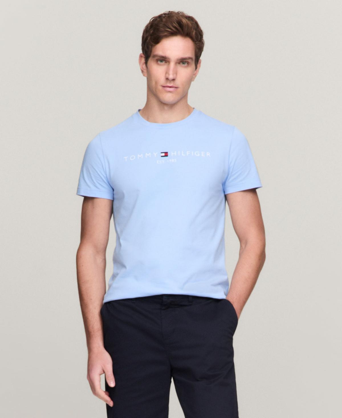 Tommy Hilfiger Mens Embroidered Logo Slim-Fit Crewneck T-Shirt Product Image