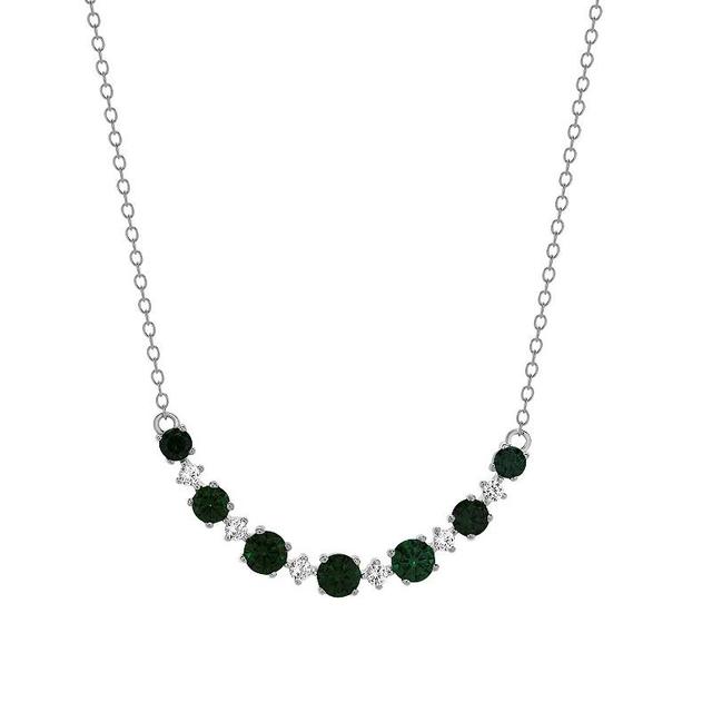 Gemstone Brilliance Sterling Silver Simulated Gemstone & White Sapphire Necklace, Womens Simulated Green Product Image