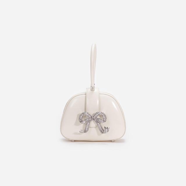 Cream Leather Top Handle Mini Bag Product Image