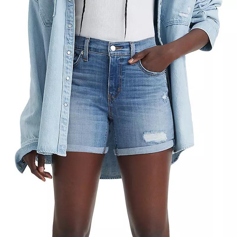 Levis Mid Rise Update Cuffed Hem Stretch Denim Shorts Product Image