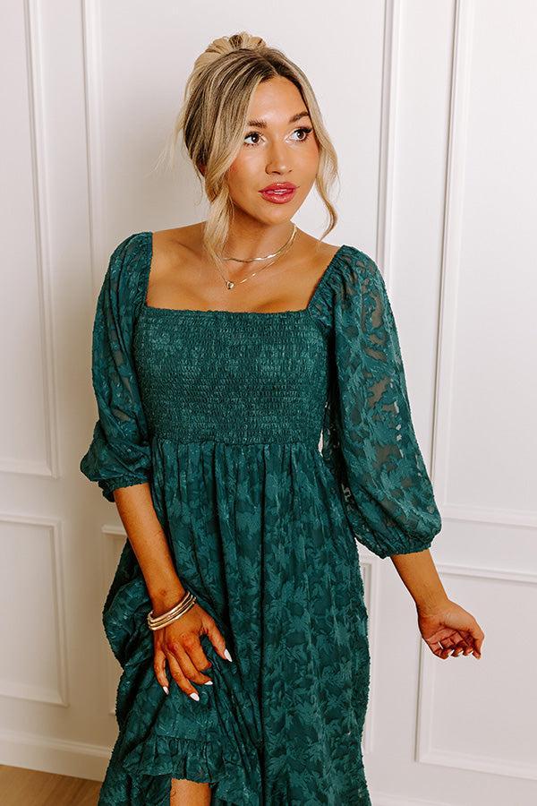 Sweetest Secret Jacquard Maxi Dress in Hunter Green Product Image