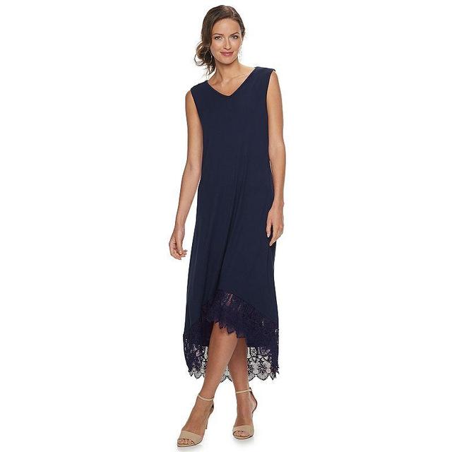 Womens Nina Leonard Crochet-Hem Midi Dress Blue Product Image