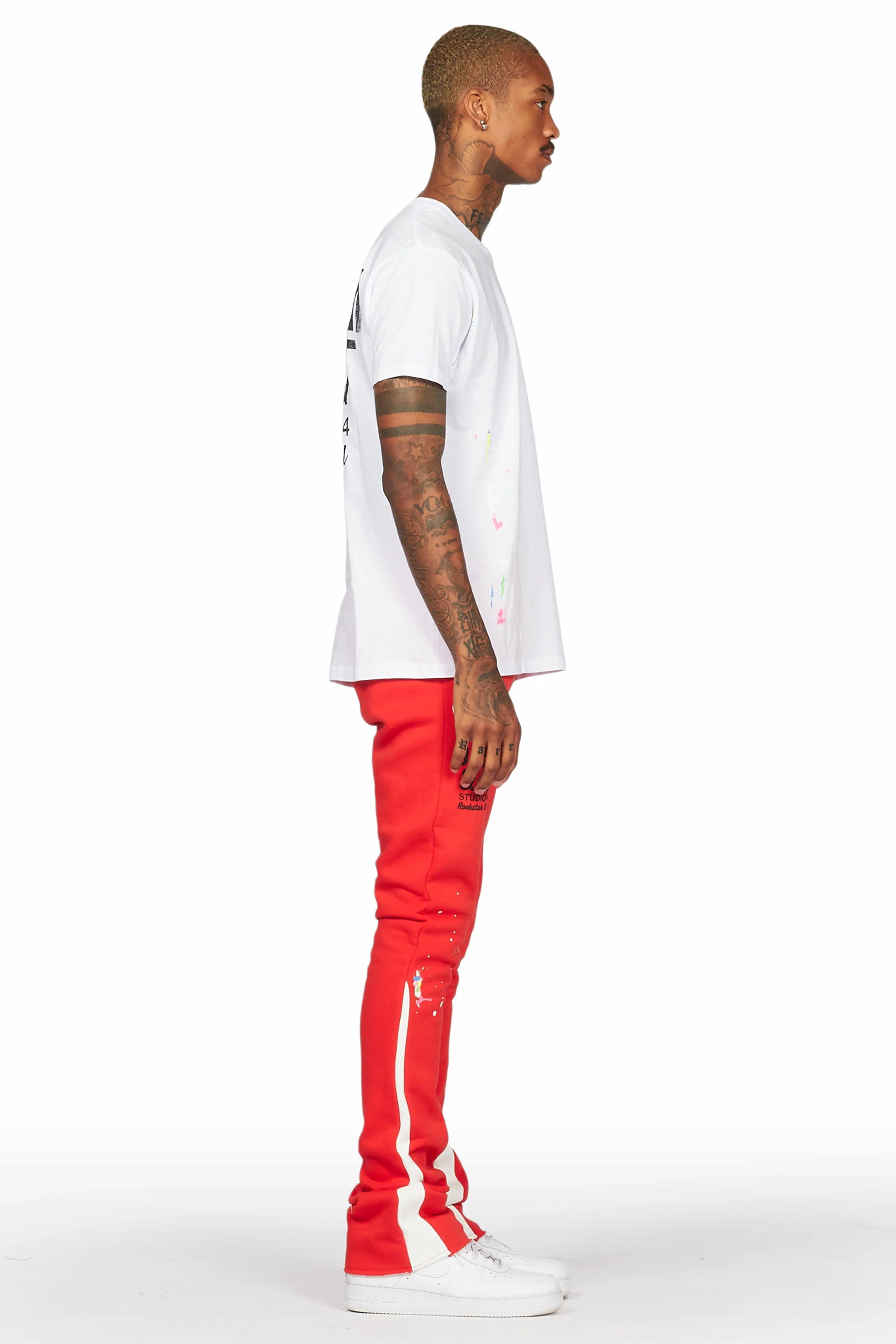 Mancha White/Red T-Shirt Stacked Flare Track Set Male Product Image