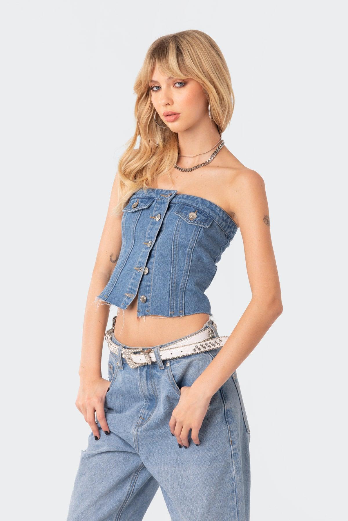 River Denim Strapless Top Product Image