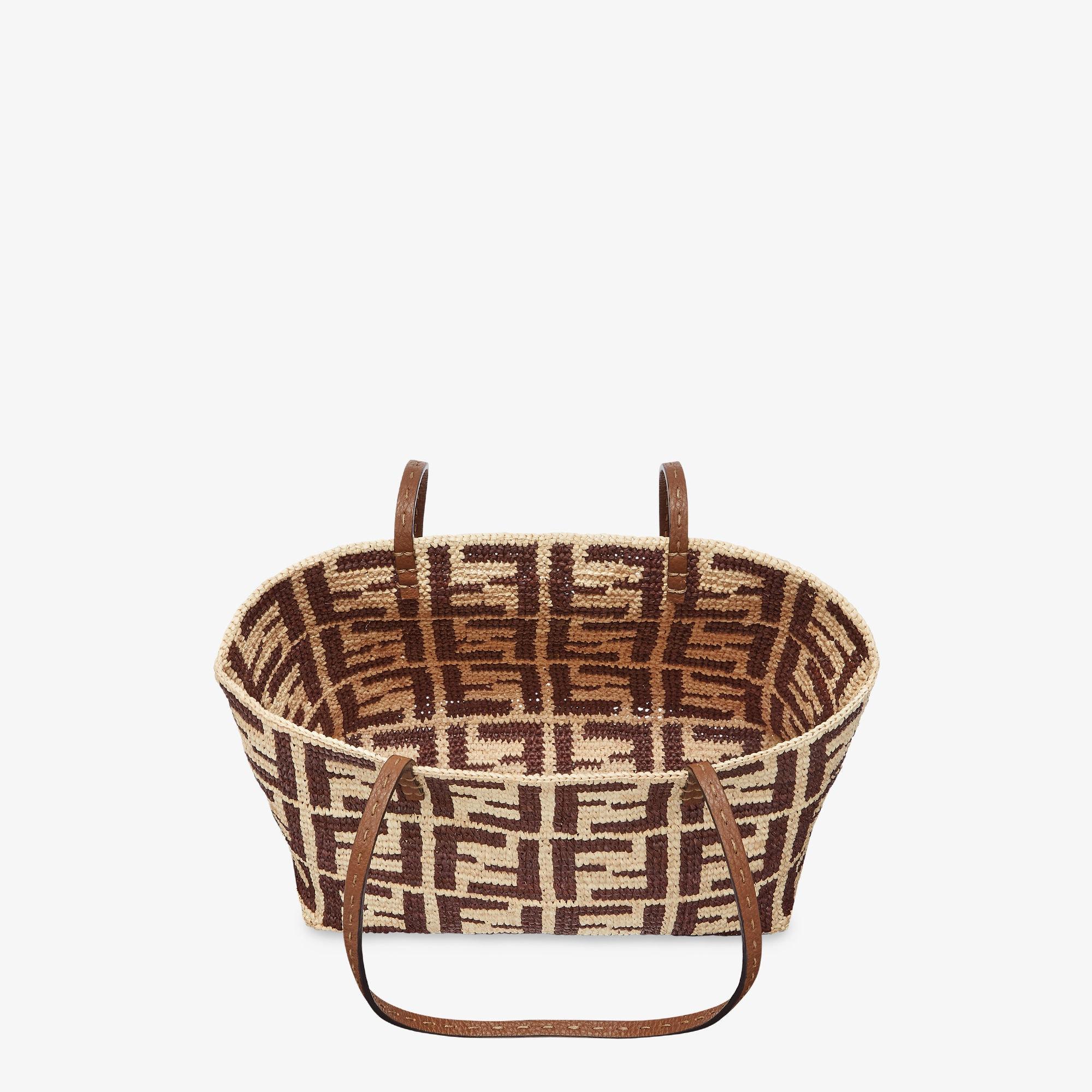 Small RollBrown FF raffia crochet Shopper with POUCH Product Image