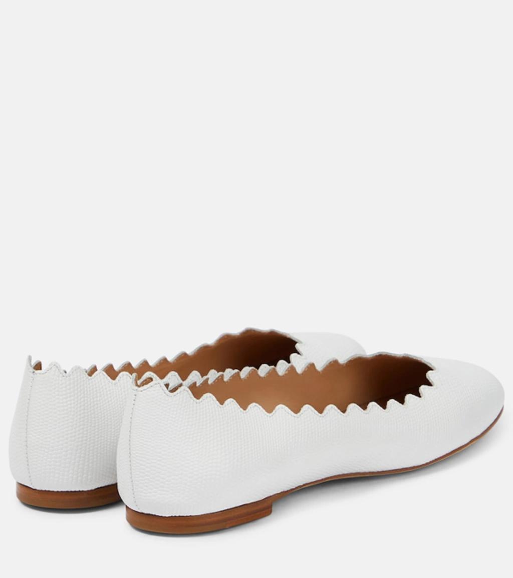 Lauren Leather Ballet Flats In White Product Image