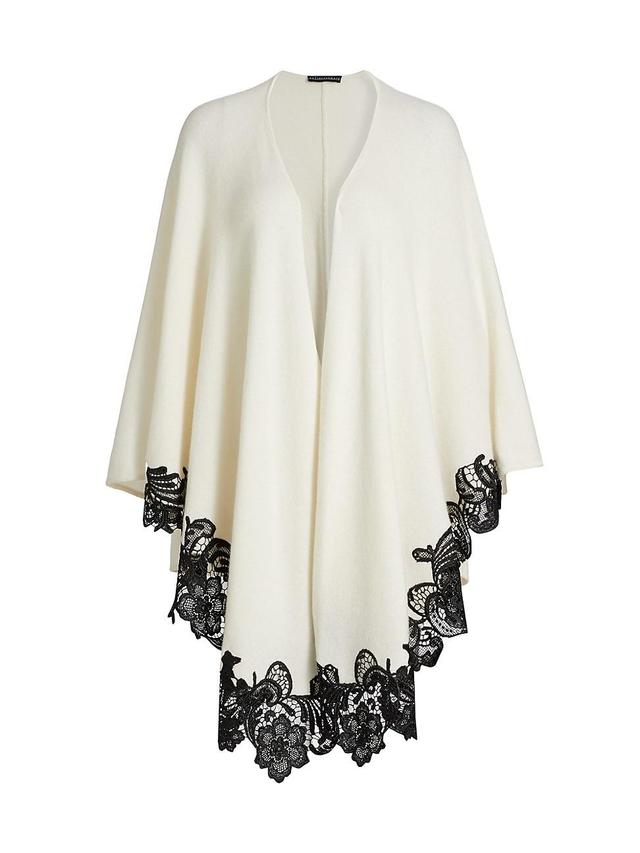 Womens Lace-Trim Cashmere Knit Cape Product Image