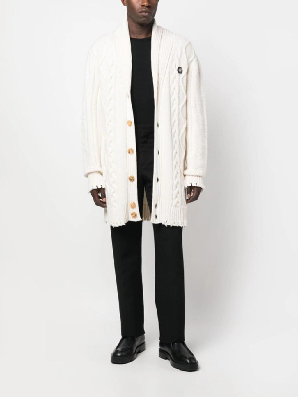 Cardigan Im Distressed-look In White Product Image