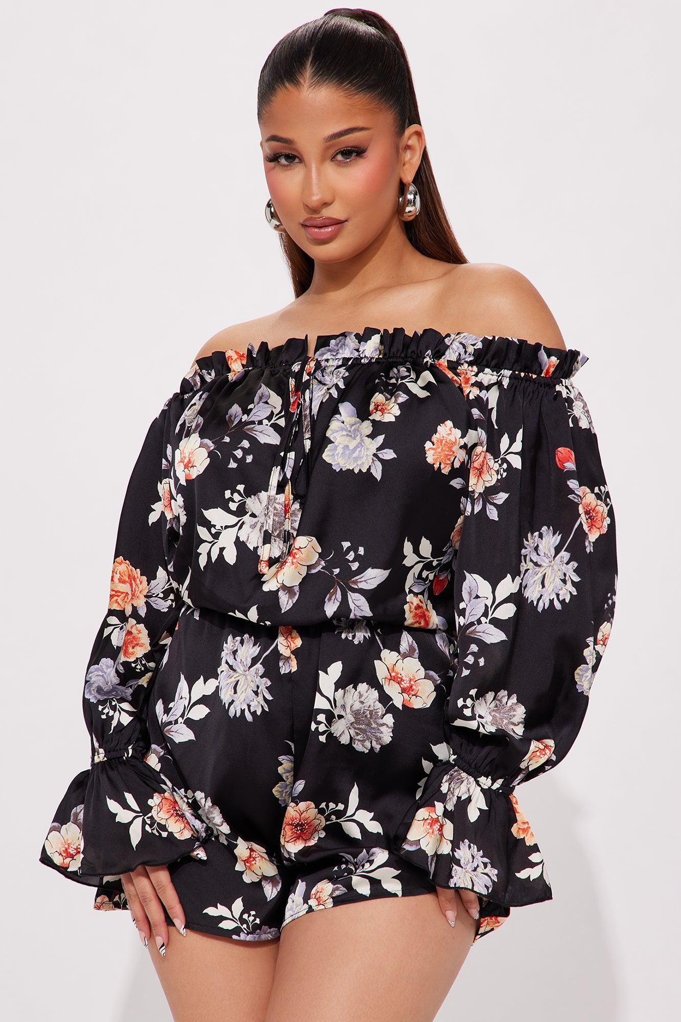 So Into It Satin Romper - Black/combo Product Image