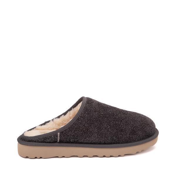 Mens UGG® Classic Slip-On Shaggy Suede Slipper - Dark Grey Product Image