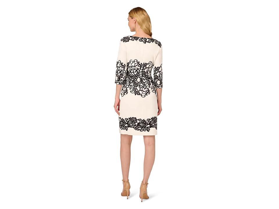 Adrianna Papell Scroll Lace Short Dress (Ivory/Black) Women's Dress Product Image