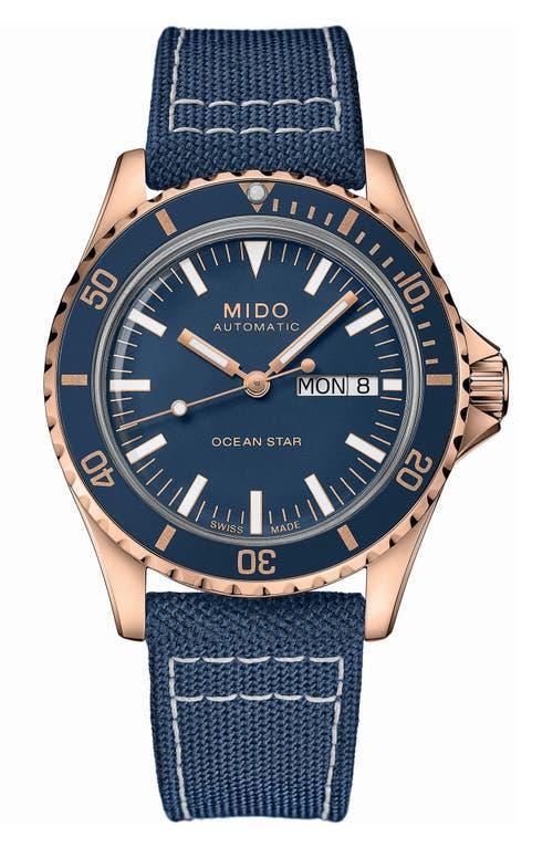 Mido Mens Swiss Automatic Ocean Star Tribute Blue Fabric Strap Watch 41mm Product Image