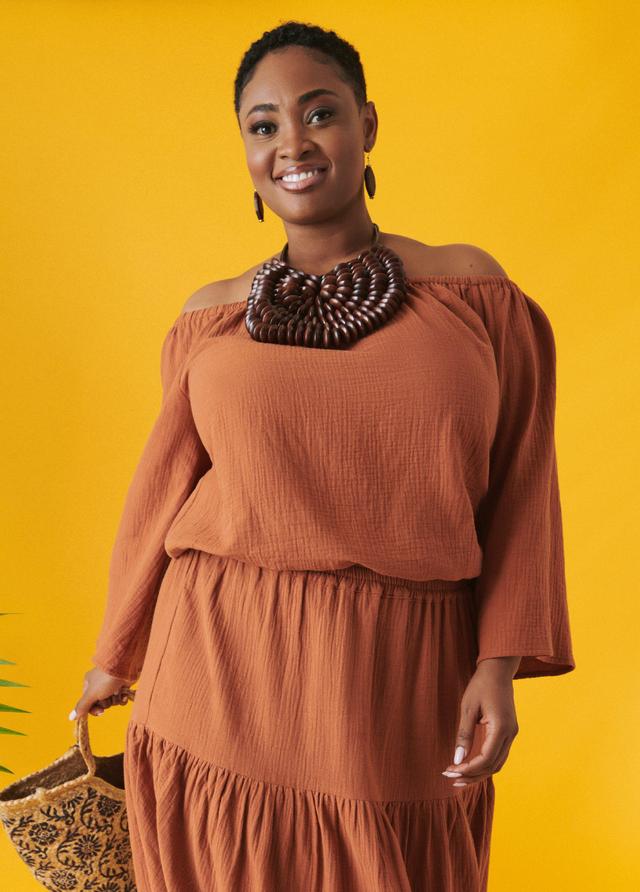 Plus Size Off The Shoulder Cotton Gauze Top, - Ashley Stewart Product Image