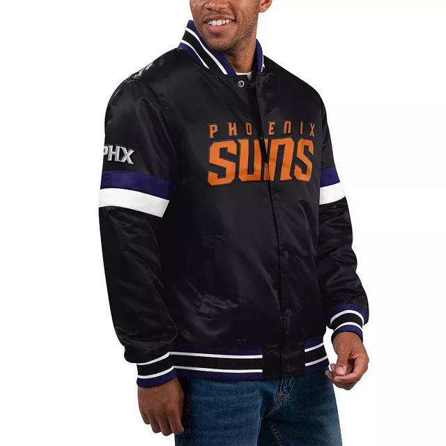 Mens Starter Black Phoenix Suns Home Game Satin Full-Snap Varsity Jacket Product Image