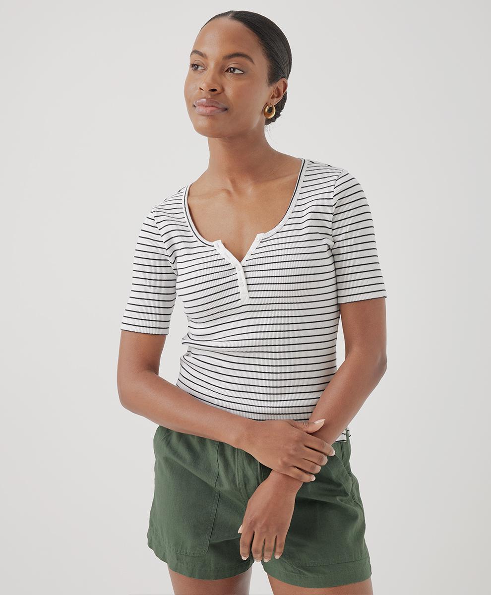 Womens Favorite Rib Henley Top 2XL Product Image