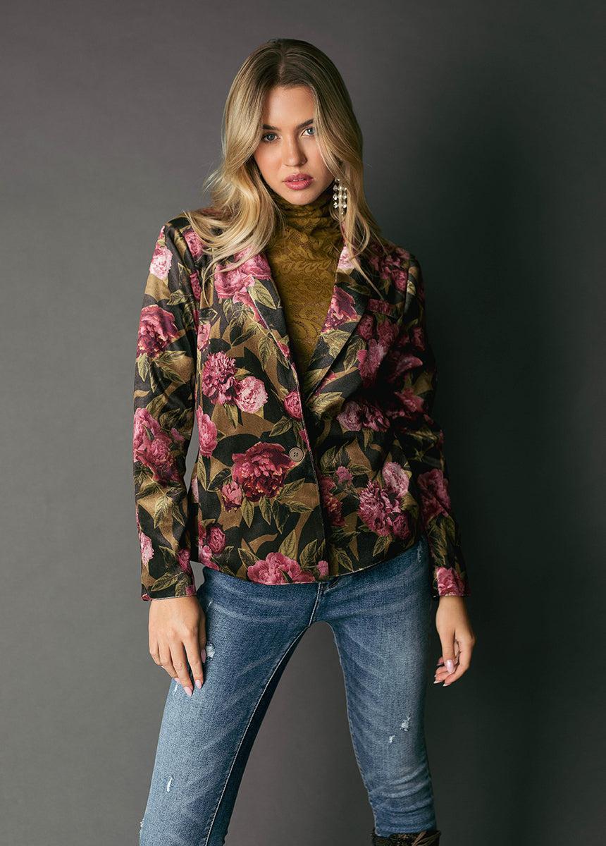 Louve Blazer in Bistre Floral Product Image