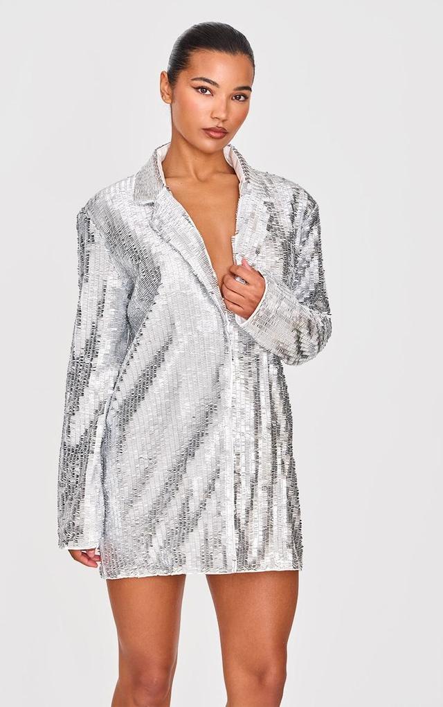 Silver Diamante Blazer Dress Product Image