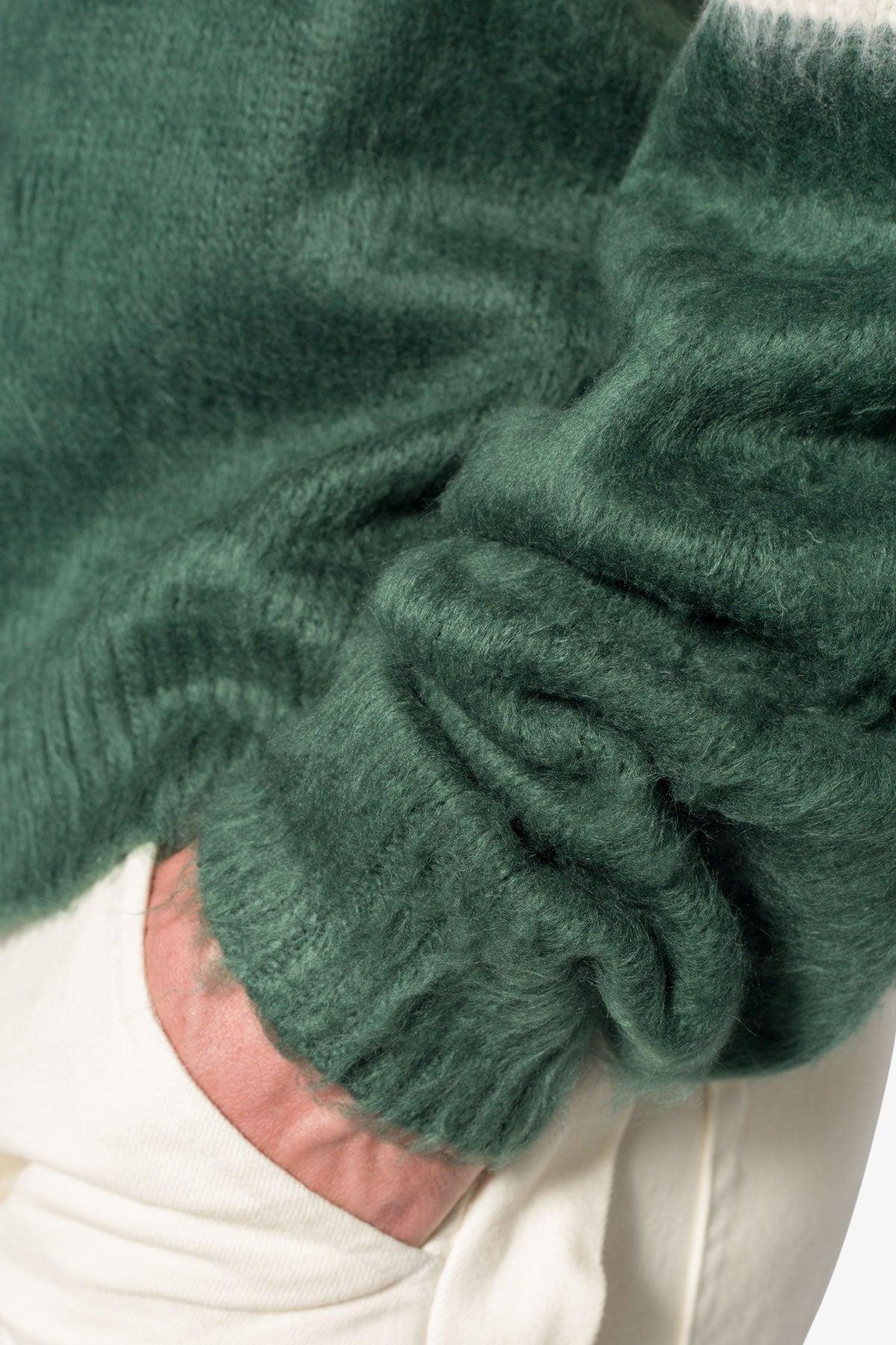 Mohair Rugby Sweater - Green/White Product Image