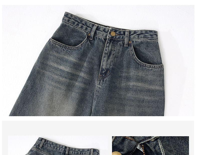 Low Rise Washed Wide Leg Jeans (Various Designs) Product Image