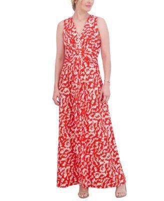 Women's Printed Ruched Maxi Dress Product Image