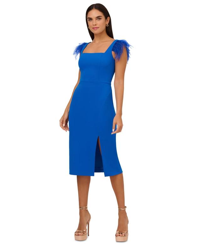 Adrianna by Adrianna Papell Womens Feather-Trim Sheath Dress Product Image