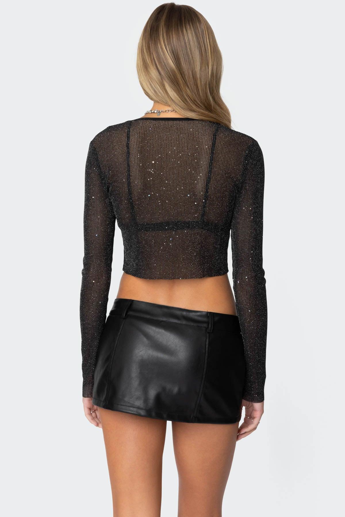 Marly Sheer Shimmer Sequin Top Product Image