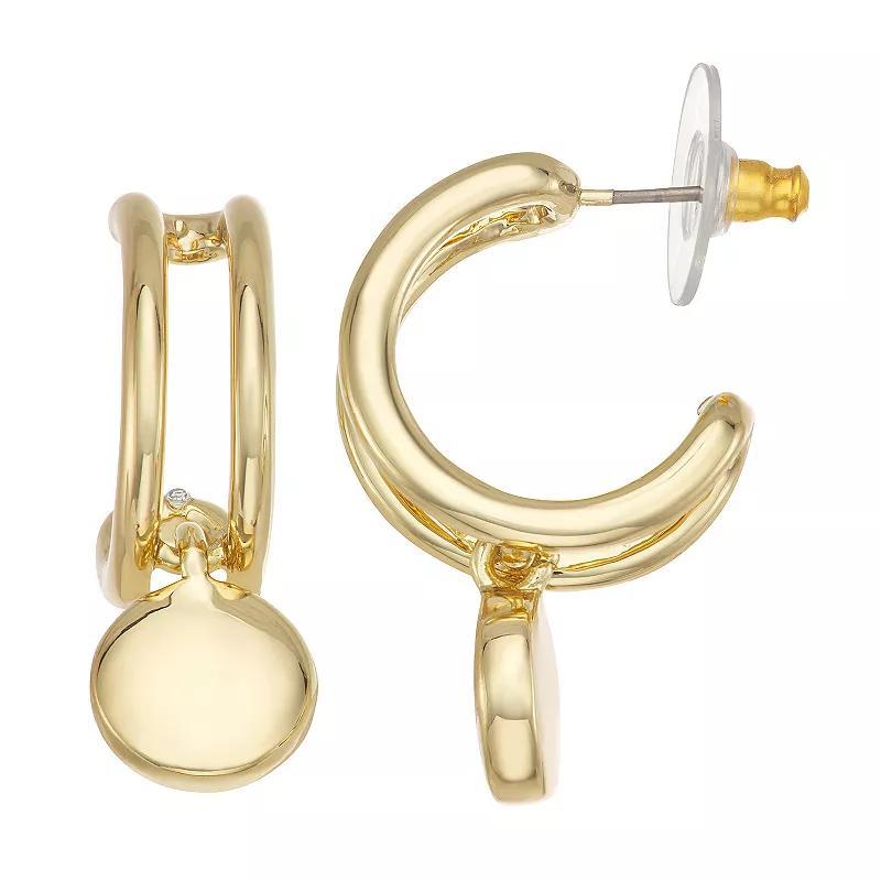 Napier Gold Tone Droplets Hoop Drop Earrings, Womens Product Image