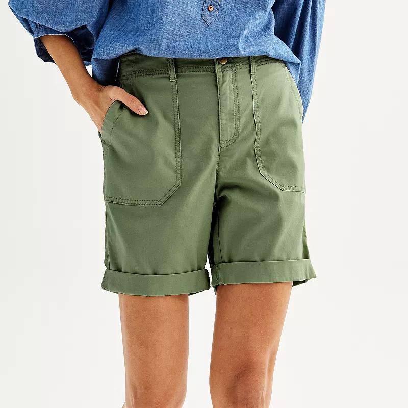 Womens Sonoma Goods For Life Utility Bermuda Shorts Manolo Green Product Image