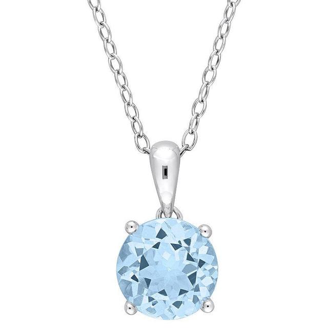 Stella Grace Sterling Silver & Gemstone Round Stud Pendant Necklace, Womens Blue Product Image