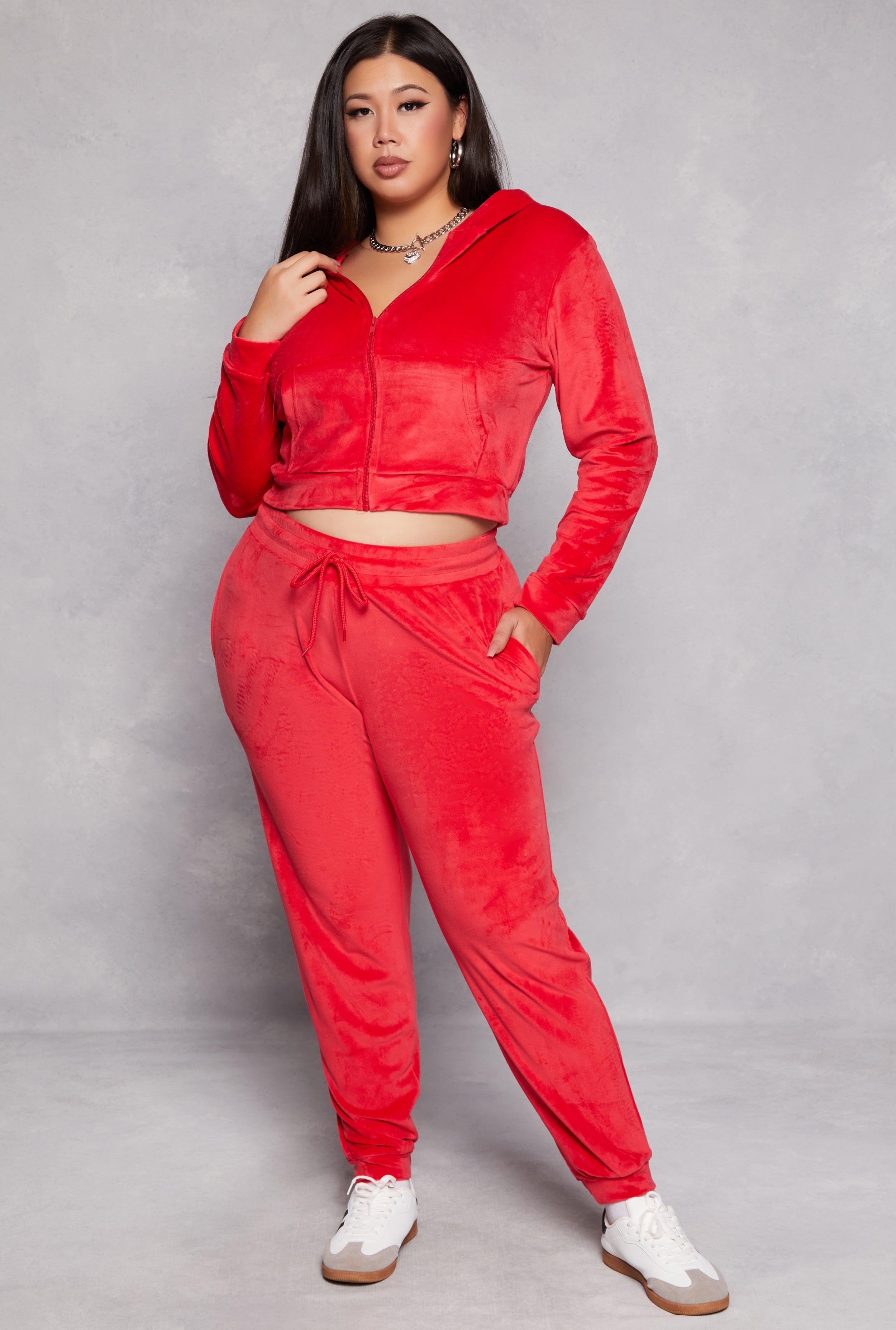 Womens Plus Size Velour High Waist Drawstring Joggers Product Image