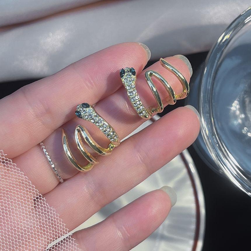 Rhinestone Snake Huggie Earring Product Image