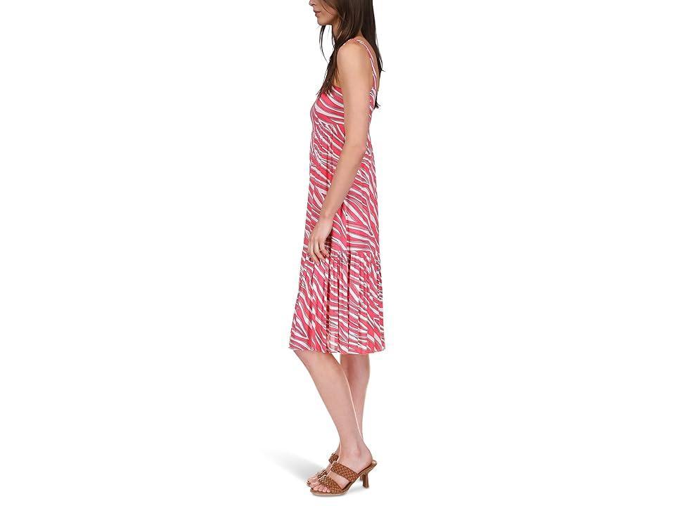 MICHAEL Michael Kors Large Soft Zebra Midi Dress (Geranium) Women's Dress Product Image