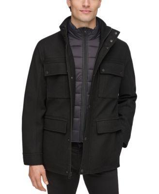 Guess Mens Water-Repellent Jacket with Zip-Out Quilted Puffer Bib Product Image