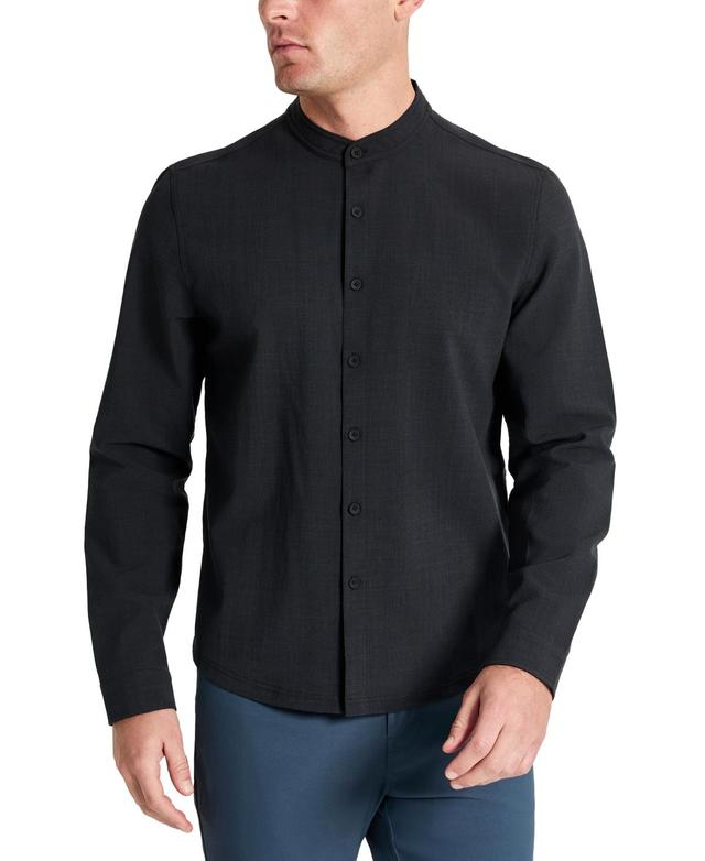 Kenneth Cole Mens Slim-Fit Performance Stretch Textured Band-Collar Button-Down Shirt Product Image