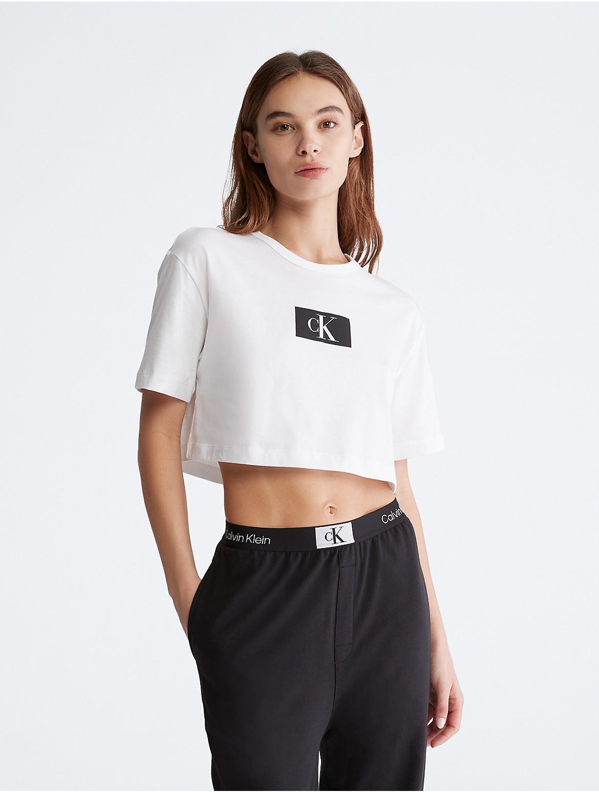 Calvin Klein Womens Calvin Klein 1996 Lounge Cropped T-Shirt - White - XL Product Image